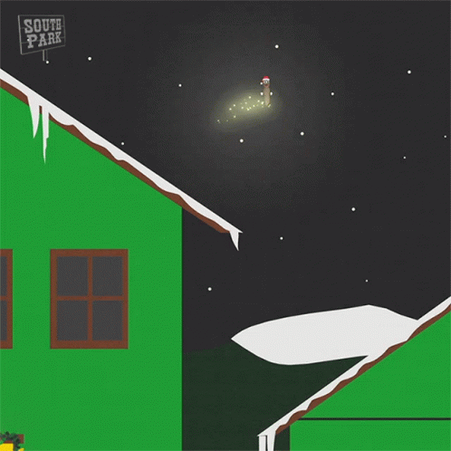 A Cartoon Drawing Of A Worm Wearing A Santa Hat With A South Park Sign In The Background GIF