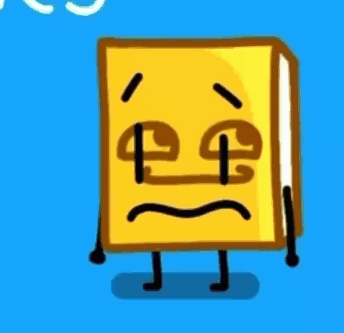 A Cartoon Drawing Of A Yellow Book With Arms And Legs Making A Sad Face . GIF