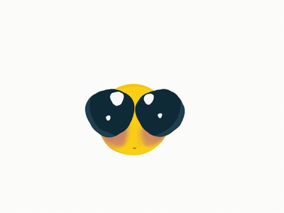 A Cartoon Drawing Of A Yellow Face With Black Sunglasses GIF