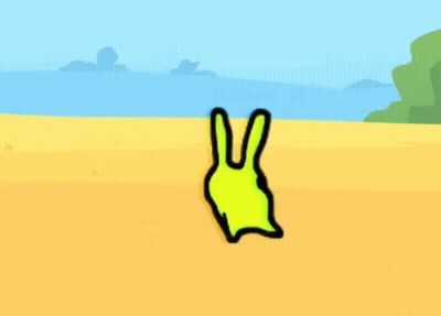 A Cartoon Drawing Of A Yellow Frog Laying On A Beach . GIF