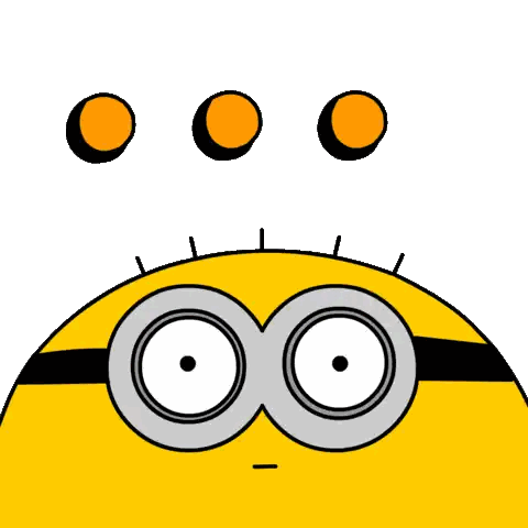 A Cartoon Drawing Of A Yellow Minion With Two Eyes And A Antenna Sticker