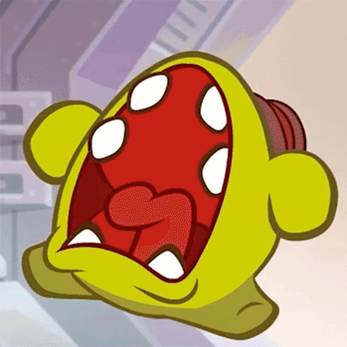 A Cartoon Drawing Of A Yellow Monster With Its Mouth Open GIF
