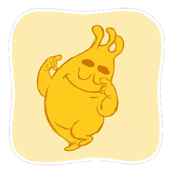 A Cartoon Drawing Of A Yellow Monster With The Number 3 On Its Face Sticker