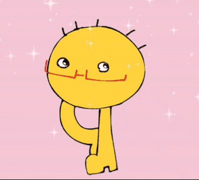 A Cartoon Drawing Of A Yellow Smiley Face With Closed Eyes On A Pink Background GIF