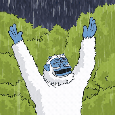 A Cartoon Drawing Of A Yeti With Its Arms In The Air GIF