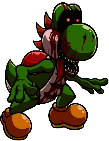A Cartoon Drawing Of A Yoshi With Blood On His Face Sticker