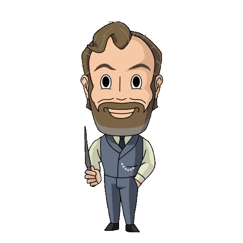 A Cartoon Drawing Of Albus Dumbledore Holding A Wand In His Mouth Sticker