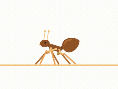 A Cartoon Drawing Of An Ant Walking On A White Background GIF