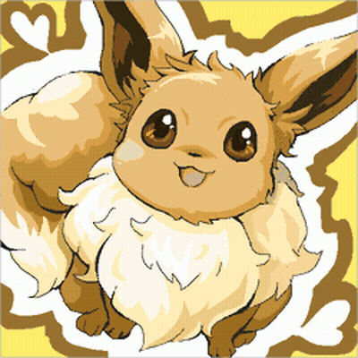 A Cartoon Drawing Of An Eevee With A Yellow Background GIF