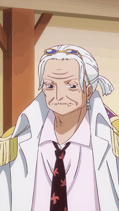 A Cartoon Drawing Of An Elderly Woman Wearing A White Jacket And Tie GIF