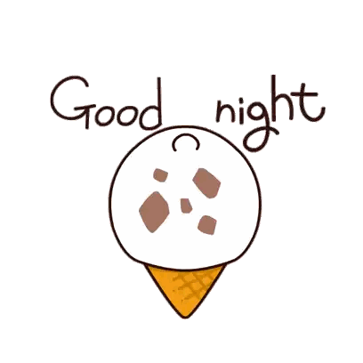 A Cartoon Drawing Of An Ice Cream Cone With The Words Good Night Written Below It Sticker