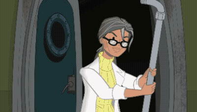 A Cartoon Drawing Of An Older Woman Holding A Pipe GIF