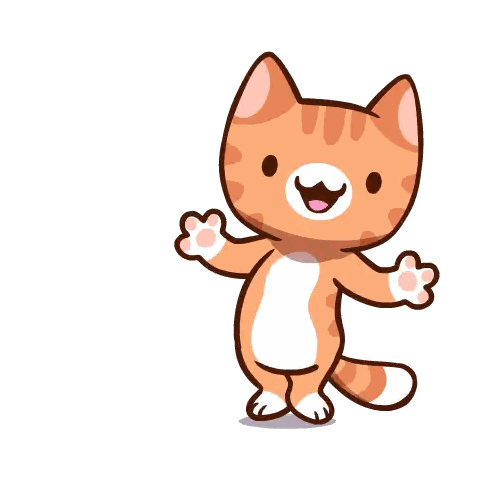 A Cartoon Drawing Of An Orange And White Cat With Its Paws Outstretched Sticker