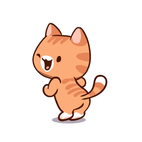 A Cartoon Drawing Of An Orange Cat With A White Tail Sticker