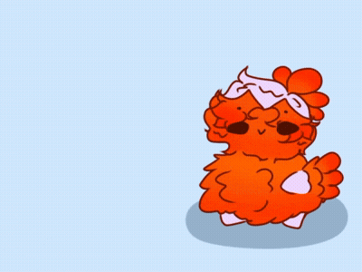 A Cartoon Drawing Of An Orange Chicken With A White Headband GIF