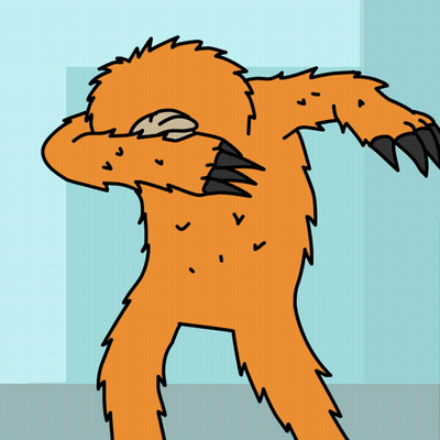 A Cartoon Drawing Of An Orange Monster Covering Its Face With Its Paws GIF