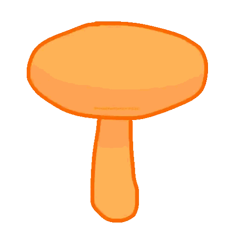 A Cartoon Drawing Of An Orange Mushroom With A Long Stem Sticker