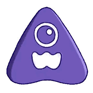 A Cartoon Drawing Of An Orange Object With A White Mouth And Eye Sticker