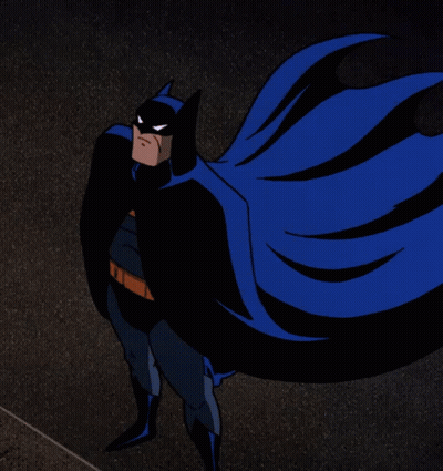 A Cartoon Drawing Of Batman With A Cape GIF