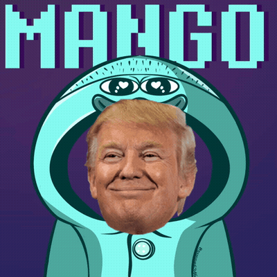 A Cartoon Drawing Of Donald Trump With The Word Mango On The Bottom GIF