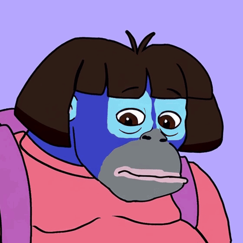 A Cartoon Drawing Of Dora The Explorer With A Blue Face GIF
