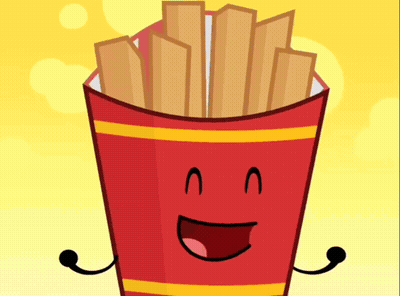 A Cartoon Drawing Of French Fries With A Smiling Face And Arms GIF