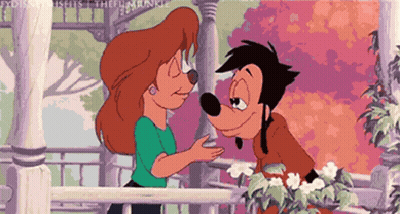 A Cartoon Drawing Of Goofy And A Woman With The Words " Thefilmmunk " On The Bottom GIF