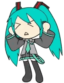A Cartoon Drawing Of Hatsune Miku With Headphones On Her Head . Sticker