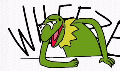A Cartoon Drawing Of Kermit The Frog Laying Down With A Tear Running Down His Face And The Words `` Where ? '' GIF