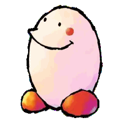 A Cartoon Drawing Of Kirby With A Smile On His Face And Red Feet . Sticker