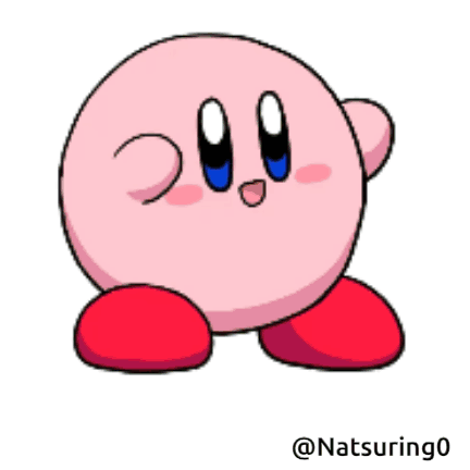 A Cartoon Drawing Of Kirby With Blue Eyes GIF