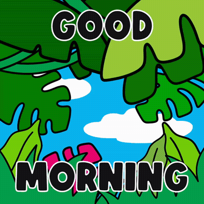 A Cartoon Drawing Of Leaves And The Words Good Morning GIF