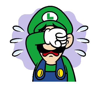 A Cartoon Drawing Of Luigi Covering His Face With His Hand Sticker