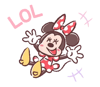 A Cartoon Drawing Of Minnie Mouse With The Word Lol Written Above Her Sticker