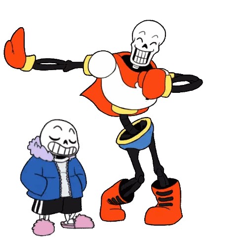 A Cartoon Drawing Of Papyrus And Sans Dancing Together Sticker