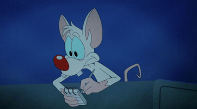 A Cartoon Drawing Of Pinky And The Brain Holding A Notebook GIF