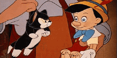A Cartoon Drawing Of Pinocchio And Figaro GIF
