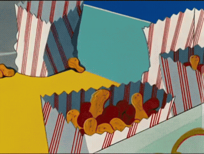A Cartoon Drawing Of Popcorn Boxes With A Striped Pattern GIF
