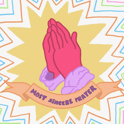 A Cartoon Drawing Of Praying Hands With The Words Most Sincere Prayer GIF