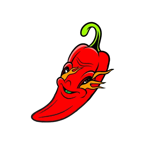 A Cartoon Drawing Of Red Peppers With Flames On Their Faces Sticker