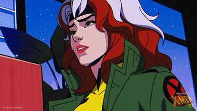 A Cartoon Drawing Of Rogue From The X-Men GIF