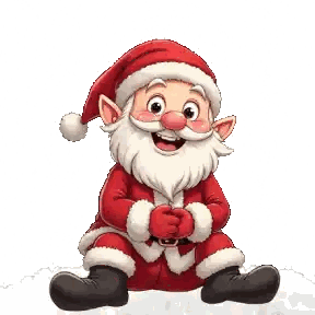 A Cartoon Drawing Of Santa Claus And A Reindeer Sticker