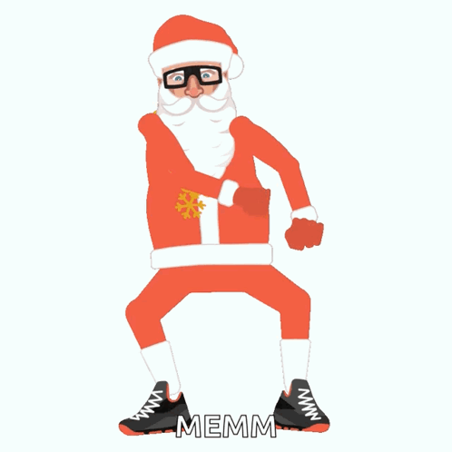 A Cartoon Drawing Of Santa Claus With The Word Memm Written Below Him GIF