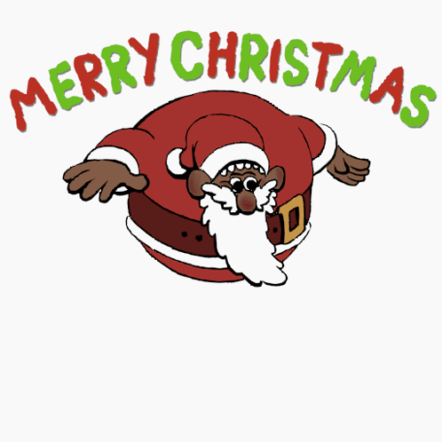 A Cartoon Drawing Of Santa Claus With The Words Merry Christmas Below Him GIF