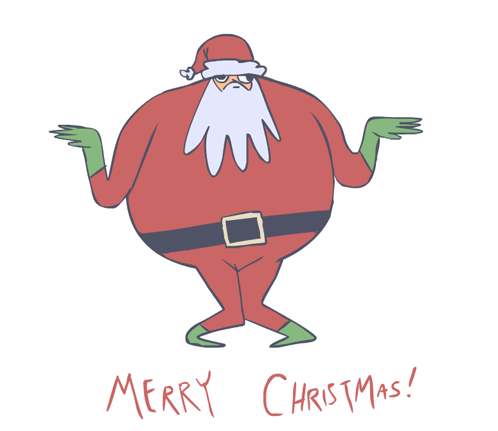 A Cartoon Drawing Of Santa Claus With The Words Merry Christmas Written Below Him GIF