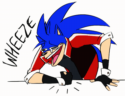 A Cartoon Drawing Of Sonic The Hedgehog With The Word Wheeze Written Below Him GIF