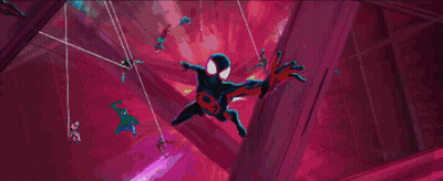 A Cartoon Drawing Of Spider-Man Hanging From A Wall GIF