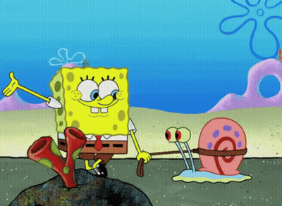 A Cartoon Drawing Of Spongebob And Gary GIF