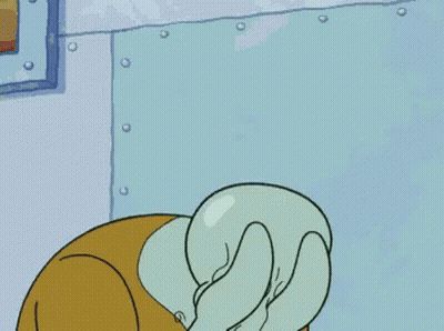 A Cartoon Drawing Of Squidward From Spongebob Squarepants With A Sad Look On His Face GIF
