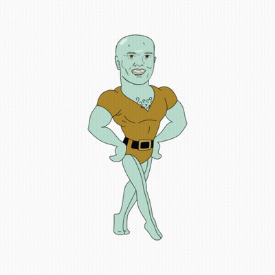 A Cartoon Drawing Of Squidward From The Spongebob Squarepants Showing Off His Muscles GIF